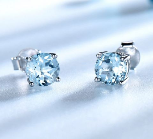 Sterling Silver Blue Topaz Studs